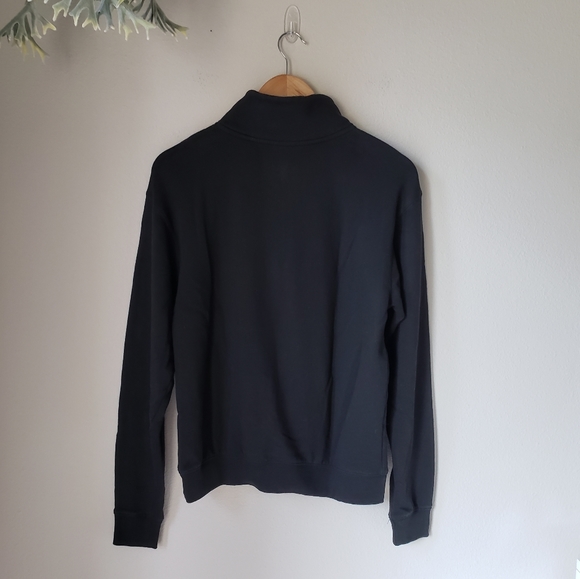 PINK | Quarter Zip Mock Neck Fold Down Collar Pullover Sweatshirt Black XS - Picture 4 of 9